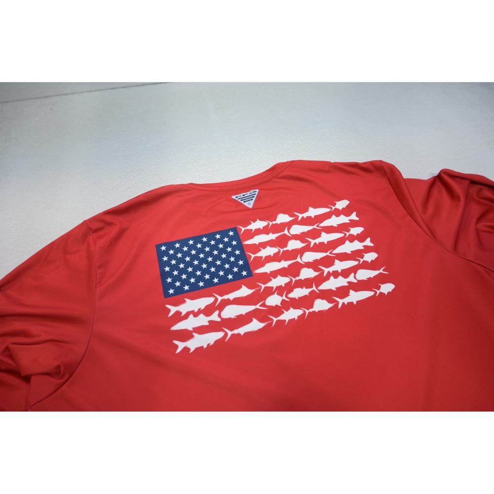 Columbia PFG Shirt Mens XL Red Long Sleeve Performance Fishing Tee